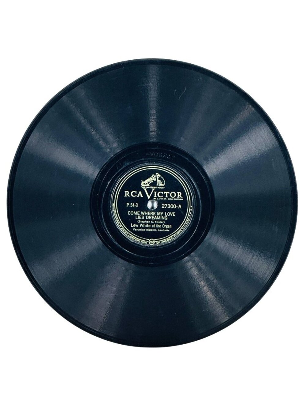 Lew White Come Where My Love Lies Dreaming 10in Shellac 78 RPM RCA Victor 27300